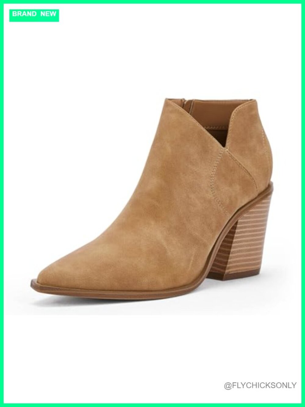 Pointed Toe Ankle Boots Block Chunky Heel Cutout Side Zipper Fall Booties
